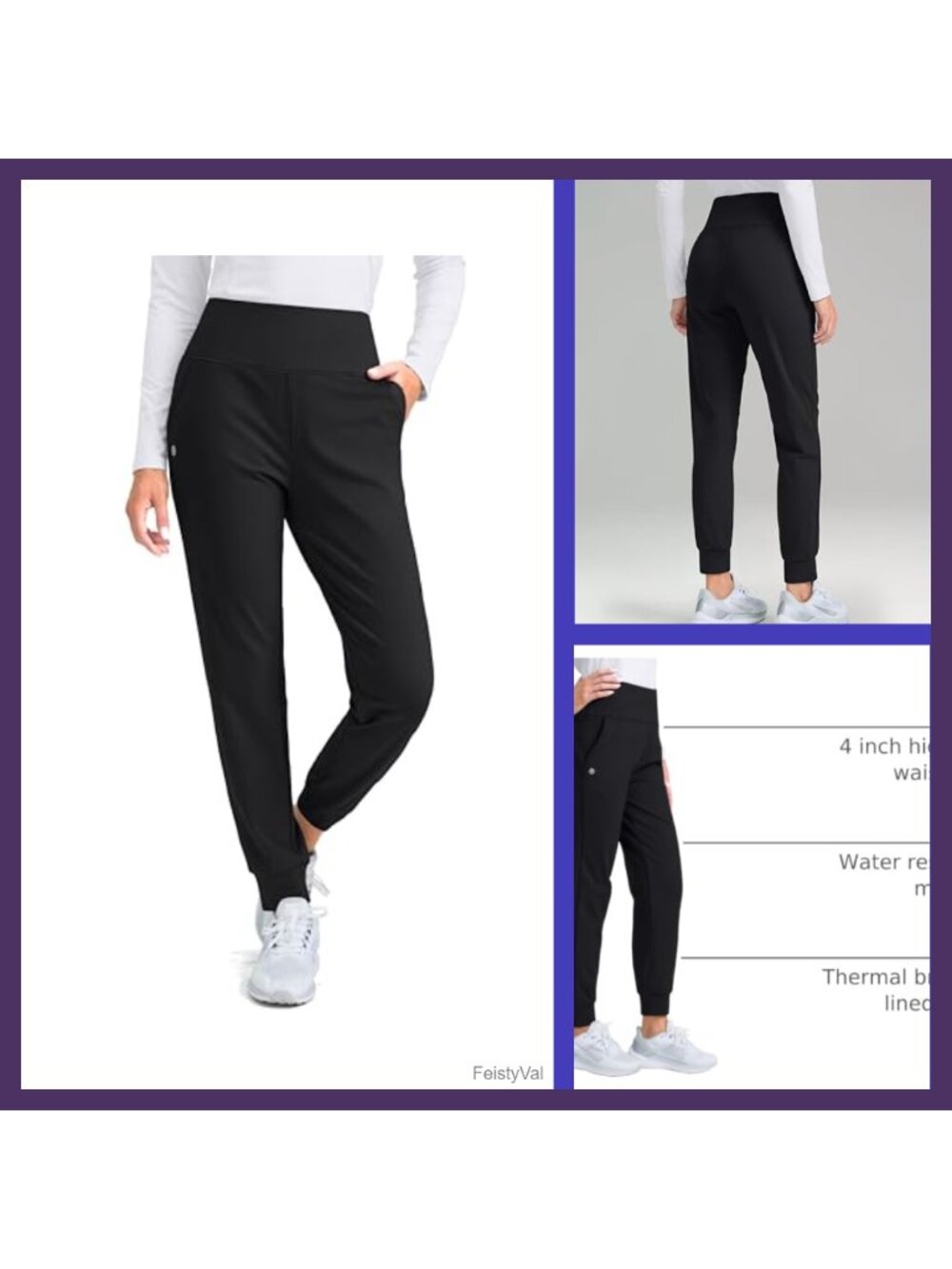 Fleece Lined Thermal Joggers High Waisted Tapered Winter Pants